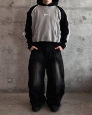Personalized street color contrast print hoodie