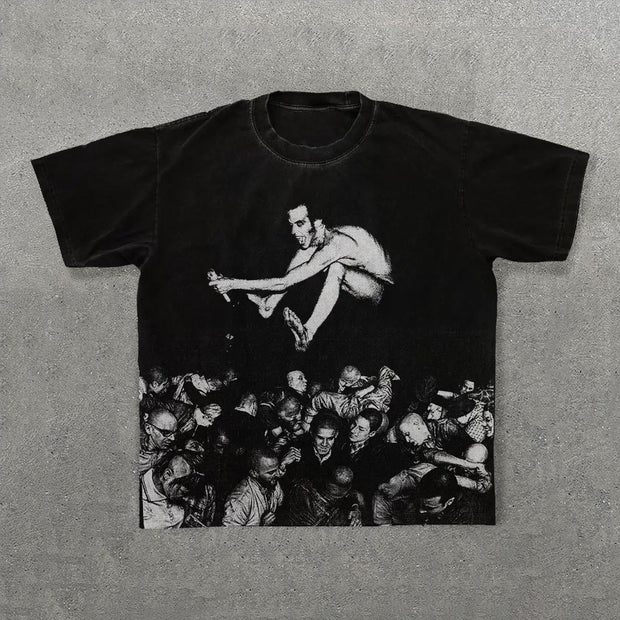 Cheering Print Short Sleeve T-Shirt