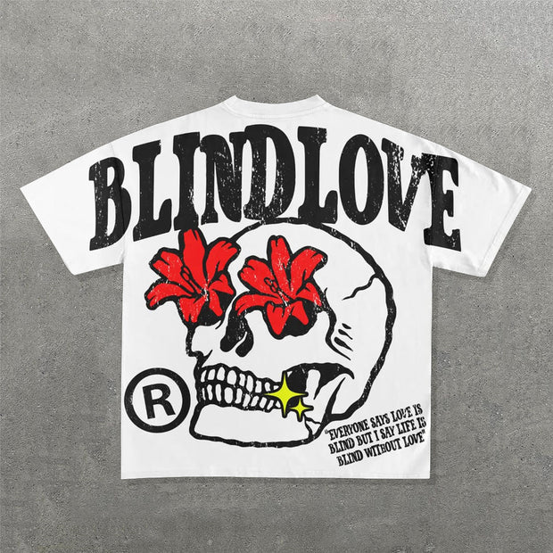 Fashion Blind Love Print Short Sleeve T-Shirt