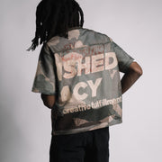 Camouflage casual street retro mesh stitching jersey
