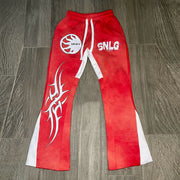Personalized contrasting print casual flared pants