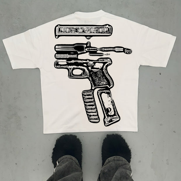Oversized T-shirt with dangerous goods print