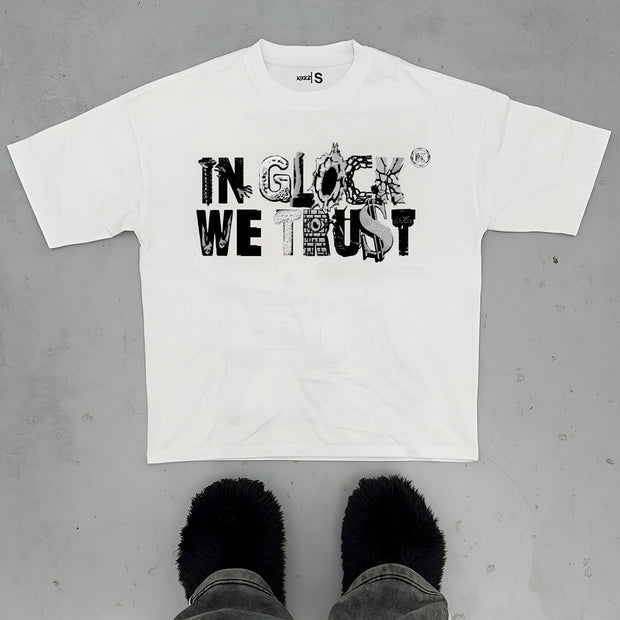 Oversized T-shirt with dangerous goods print