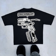 Oversized T-shirt with dangerous goods print