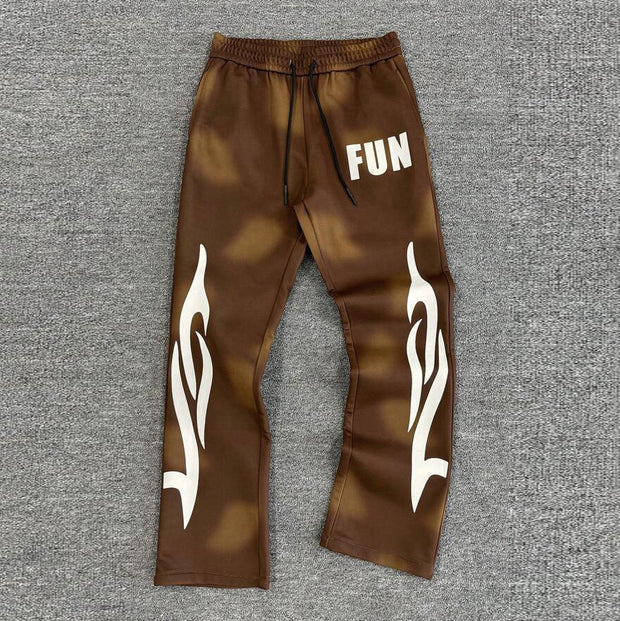 Personalized contrast fun print trousers