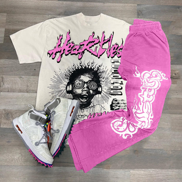 Personalized Heartless Print Two Piece Set