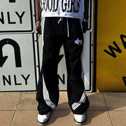 Stripe Star Printed Pocket Sweatshirt Pants