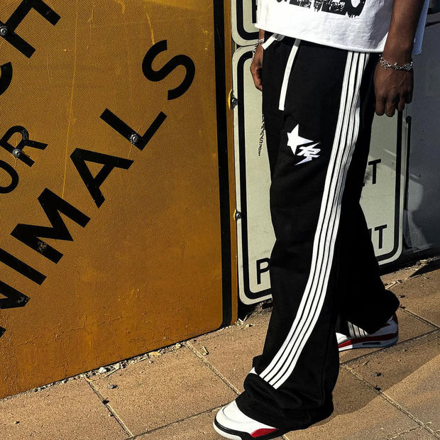 Stripe Star Printed Pocket Sweatshirt Pants