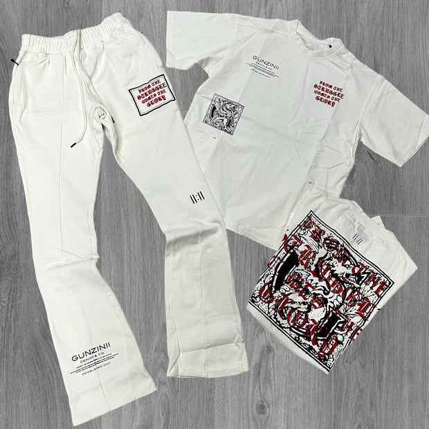 Casual street dragon print T-shirt and trousers two-piece suit
