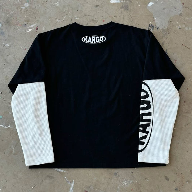 Fake Two Graffiti Letters Print Long Sleeve T-Shirt