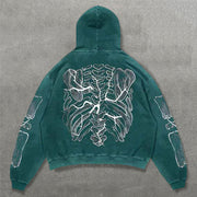 Fashion Rib Print Long Sleeve Hoodies