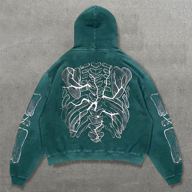 Fashion Rib Print Long Sleeve Hoodies