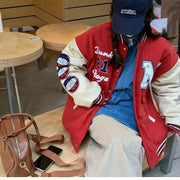 American Christmas stitching jacket jacket men and women thickening casual baseball uniform