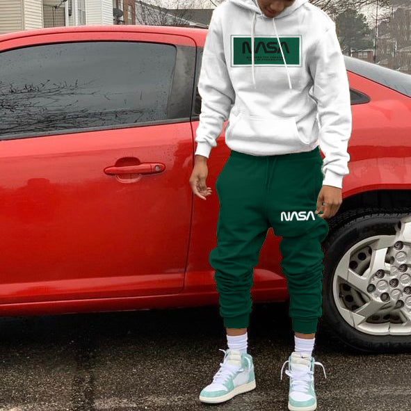 Nasa Print Hoodie Sweatpants Two Piece Set
