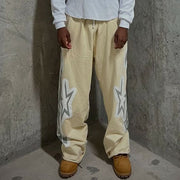 Casual Pentagram Letters Print Pocket Trousers