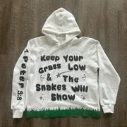 Letter Lawn Print Long Sleeve Hoodies
