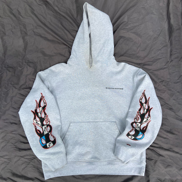 Flame Multi-Element Print Long Sleeve Hoodies