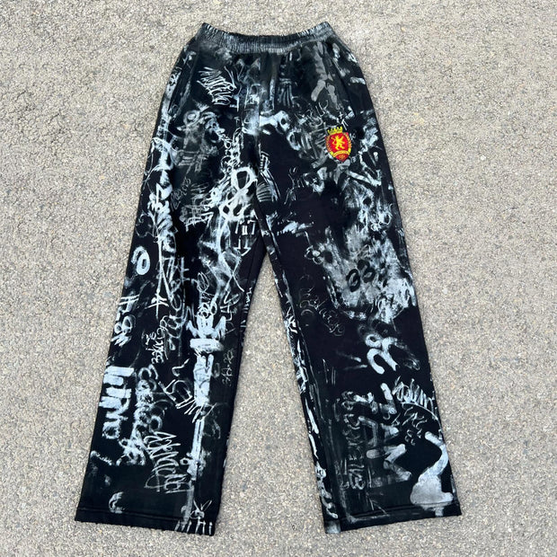 King casual street graffiti heavyweight sweatpants