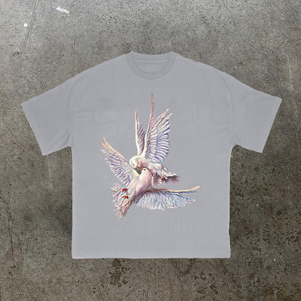 Dove Fashion Retro Street Short Sleeve T-Shirt