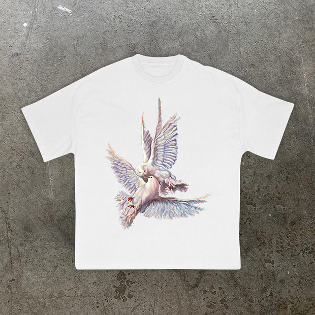Dove Fashion Retro Street Short Sleeve T-Shirt