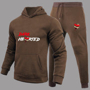 Dark Hearted Print Hoodie Sweatpants Two Piece Set