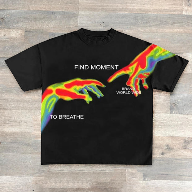Both Hands Print Short Sleeve T-Shirt