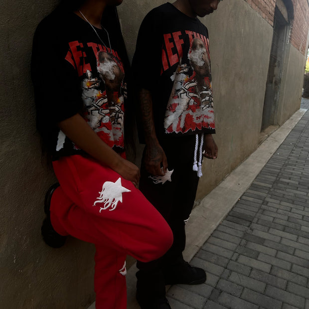 Flame casual street print trousers
