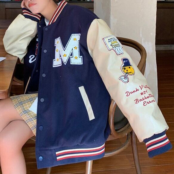 American Christmas stitching jacket jacket men and women thickening casual baseball uniform