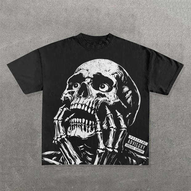 Fashion Terrified Skull Print Short Sleeve T-Shirt