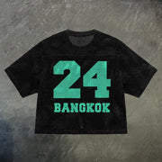 Casual personalized letter print mesh jersey