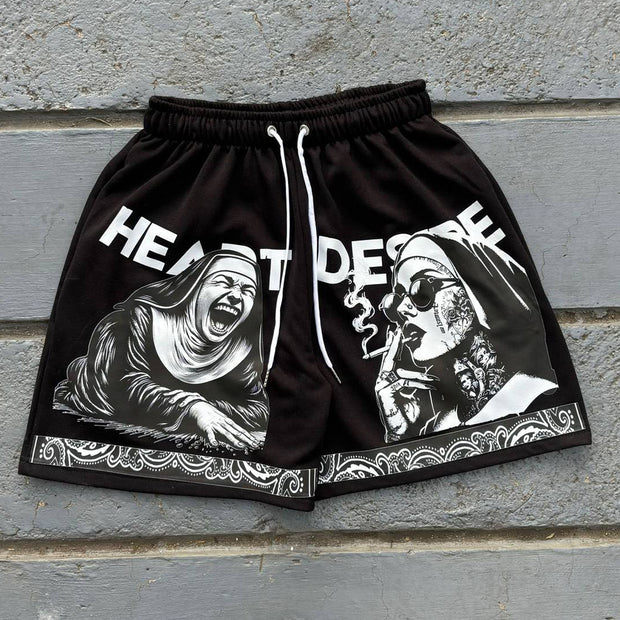 Evil Nun Casual Street Mesh Shorts