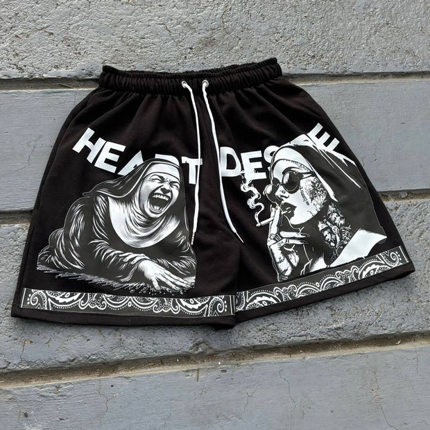Evil Nun Casual Street Mesh Shorts