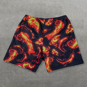 Flame Minus Print Mesh Drawstring Shorts