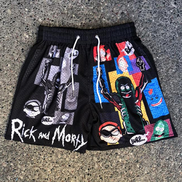 Crazy Doctor Casual Street Graffiti Mesh Shorts