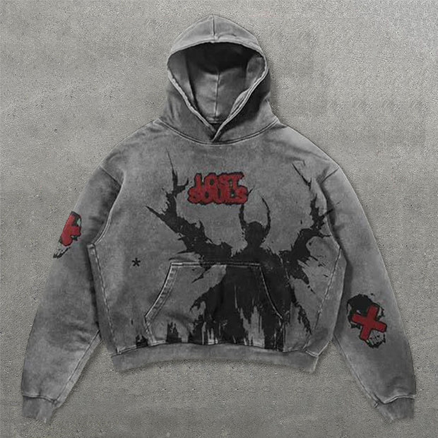 Lost Souls Print Long Sleeve Hoodies