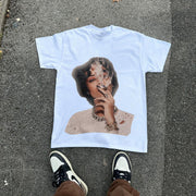 Oversized T-shirt with pop singer print
