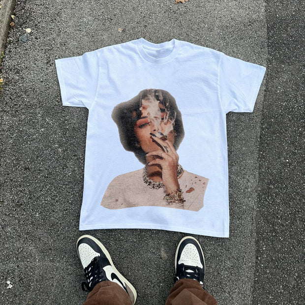 Oversized T-shirt with pop singer print