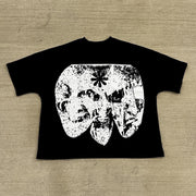 Personalized Multi-face Letter Print Short Sleeve T-shirt