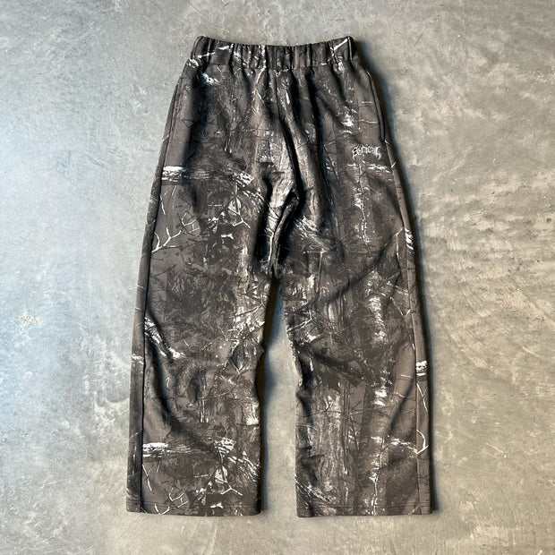Retro Tree Camouflage Casual Wide Leg Pants