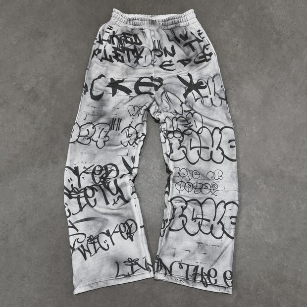 Graffiti casual street retro heavyweight sweatpants
