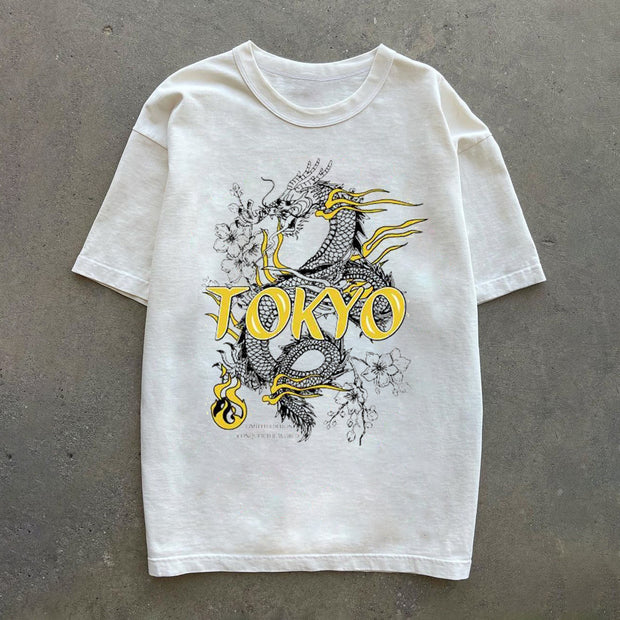 Artistic dragon casual short-sleeved T-shirt