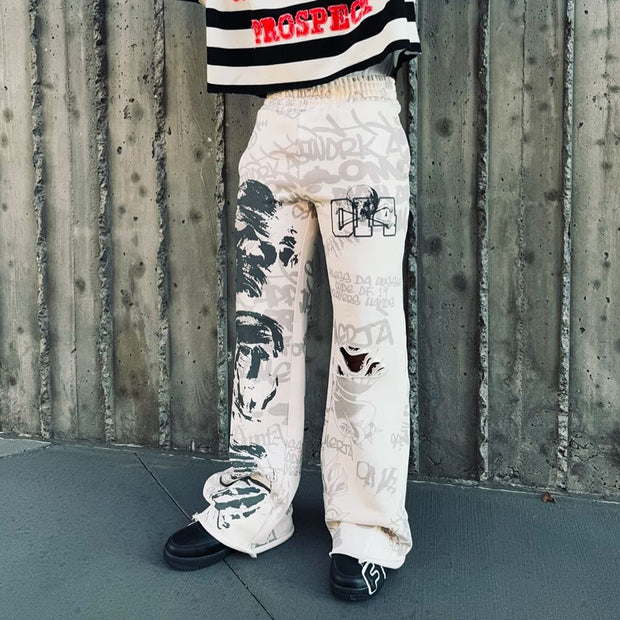 Street graffiti casual street retro heavyweight sports pants
