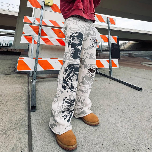 Street graffiti casual street retro heavyweight sports pants