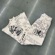 Street graffiti casual street retro heavyweight sports pants