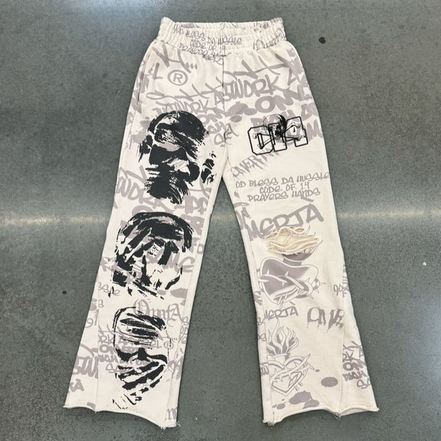 Street graffiti casual street retro heavyweight sports pants