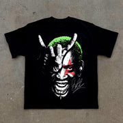 Hippie Punk Character Portrait Print Short Sleeve T-Shirt