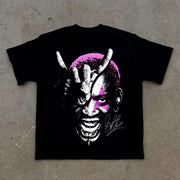 Hippie Punk Character Portrait Print Short Sleeve T-Shirt