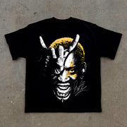 Hippie Punk Character Portrait Print Short Sleeve T-Shirt