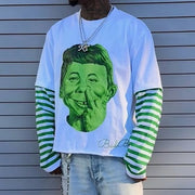 Fashion Fake Two Bad Boy Print Long Sleeve T-Shirt