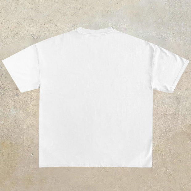 Art Apple Print Short Sleeve Street T-Shirt